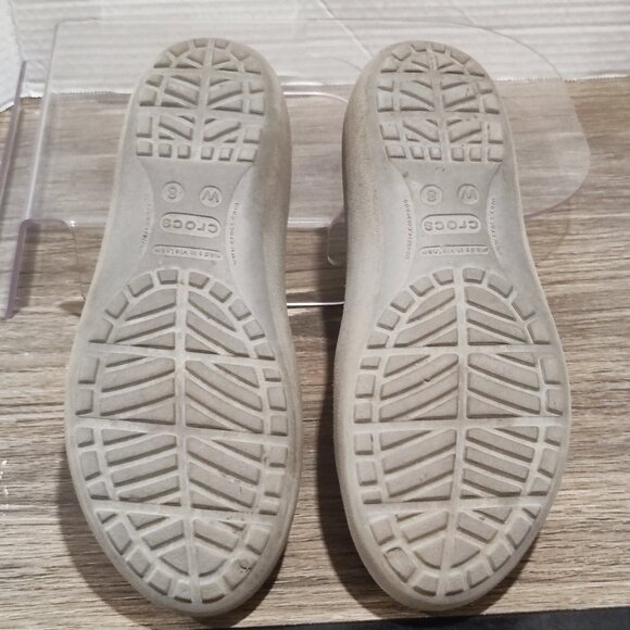 Crocs Ballet Flats Sz 8 Grey Rubber Minimalist Round Toe Comfort Ballerina Shoe - Picture 12 of 14